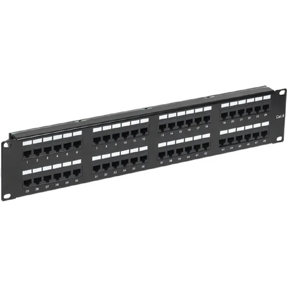 Rexant (02-0232) Панель коммутационная с кабельными органайзерами 19", 2U, 48 портов, RJ-45, CAT 6, UTP PRO