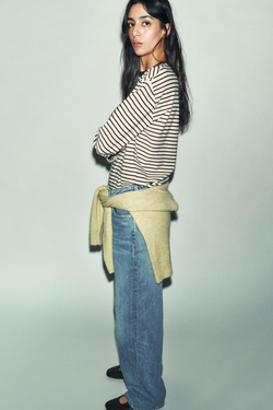 ZARA ФУТБОЛКА В ПОЛОСКУ С ДЛИННЫМИ РУКАВАМИ, В ПОЛОСКУ