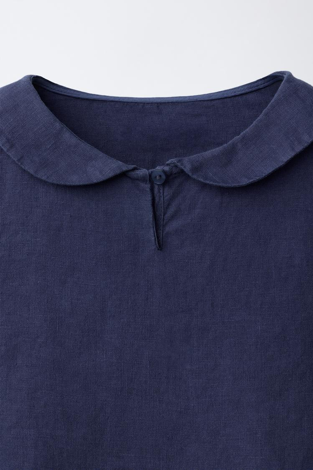 ZARA РУБАШКА С КРУГЛЫМ ВОРОТНИКОМ ИЗ 100% ЛЬНА, СИНИЙ