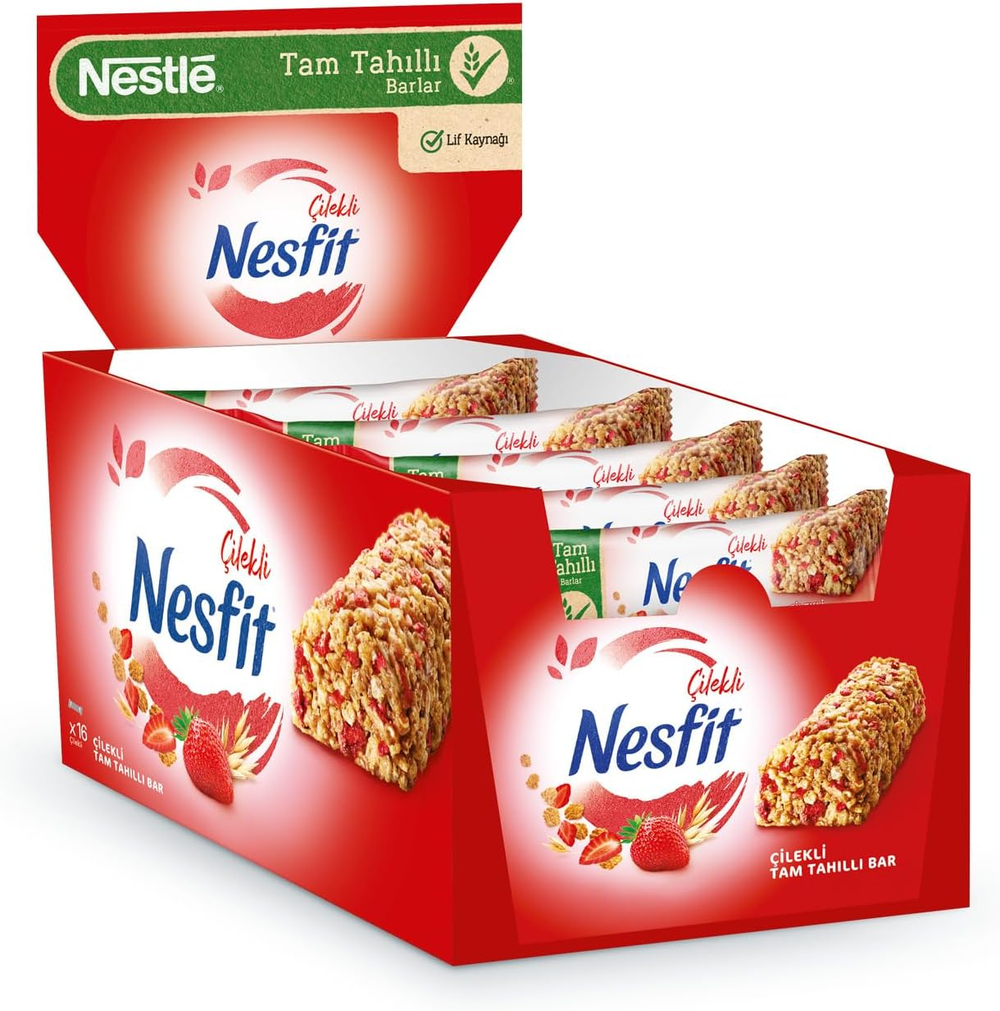 Nesfit Nestle Цельнозерновой батончик со вкусом клубники 23,5 г × 16 -Nesfit - NESTLE