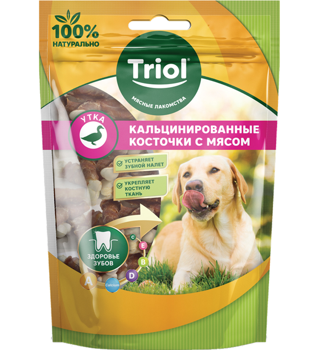 Лакомство для собак «Кальцинированные косточки с мясом утки», 70гр., Triol