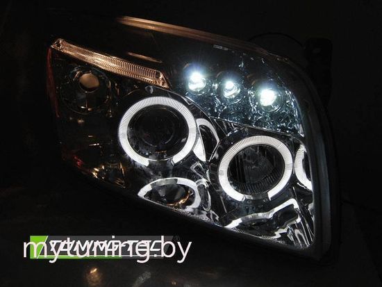 Передние фары Angel Eyes для Dodge Caliber (06-12) хромированные