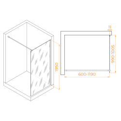 Душевая перегородка RGW WA-002B (Прозрачное, 1000)