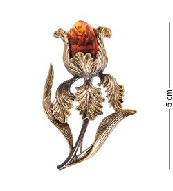 AM- 184 Брошь «Ирис» (латунь, янтарь)