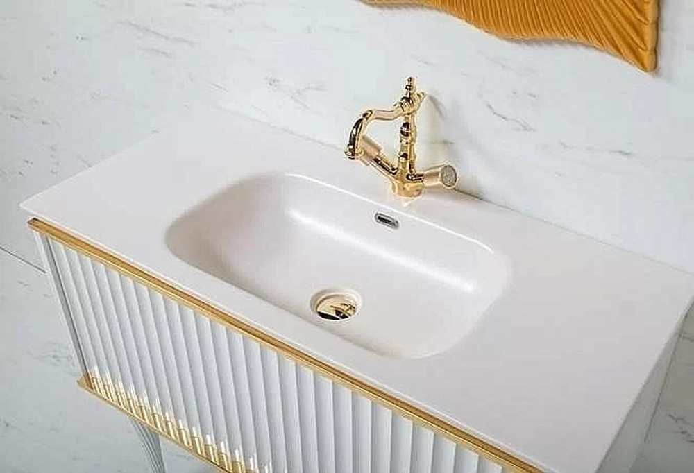 Тумба с раковиной Armadi Art Vallessi Avantgarde Canale 100 белая с золотом