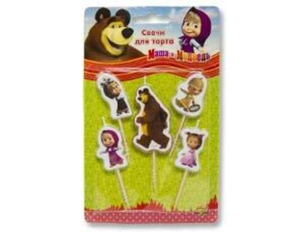 РАСПРОДАЖА Свечи д/торта на пиках Маша и Медв 5ш/V