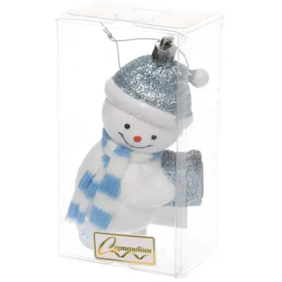 Елочная игрушка «Снеговик в шарфике» 6*4,5*12 см, Голубой