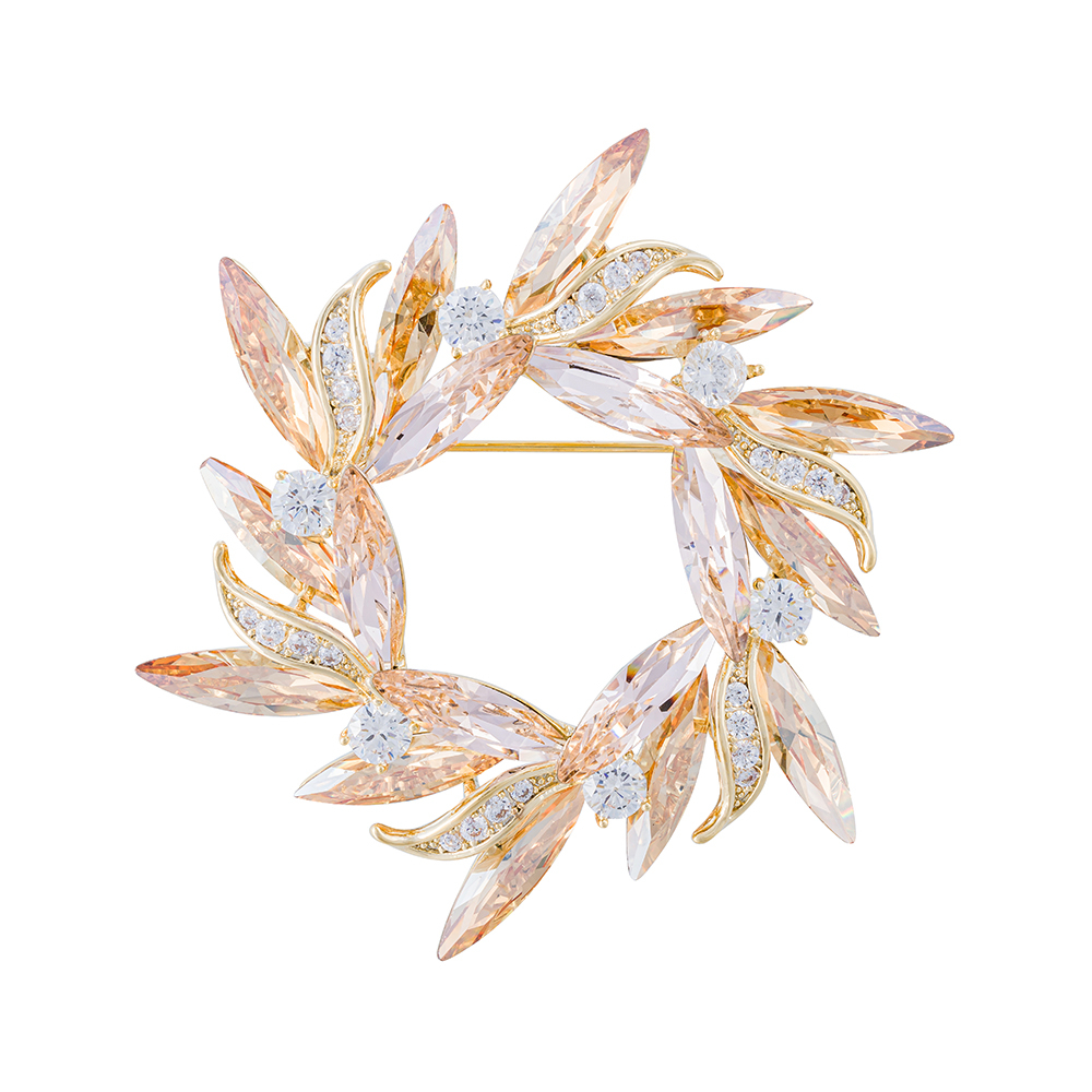 Брошь Fiore Luna ВЕНЕЦ Zircon Crystal XR14425A3 BR/G