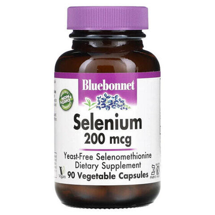 Минералы и микроэлементы Bluebonnet Nutrition, Селен, бездрожжевой селенометионин, 200 мкг, 90 растительных капсул