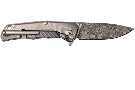Складной нож Lion Steel "T.R.E." L/TRE-DT FC BL c клинком из стали Damasteel, рукоять титан / карбон