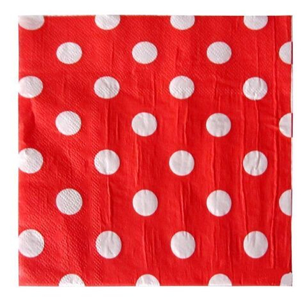 Салфетки Горох Белый на красном 33*33 см.