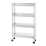 Этажерка Keeplex Light на колесиках четырехсекционная прямоугольная длинная 58х18х93,5 белое облако