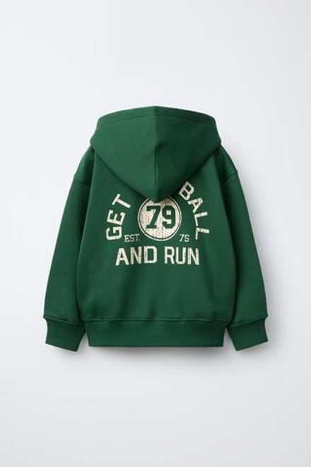 ZARA ХУДИ С НАДПИСЬЮ, ЗЕЛЕНЫЙ