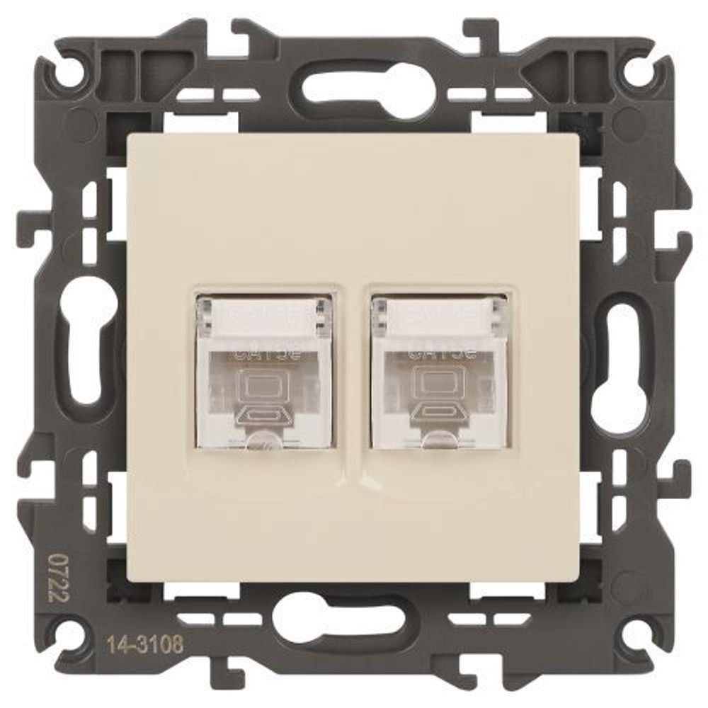 Розетка компьютерная 2-м Elegance 14-3108-02 RJ45 IP20 механизм сл. кость Эра Б0034309