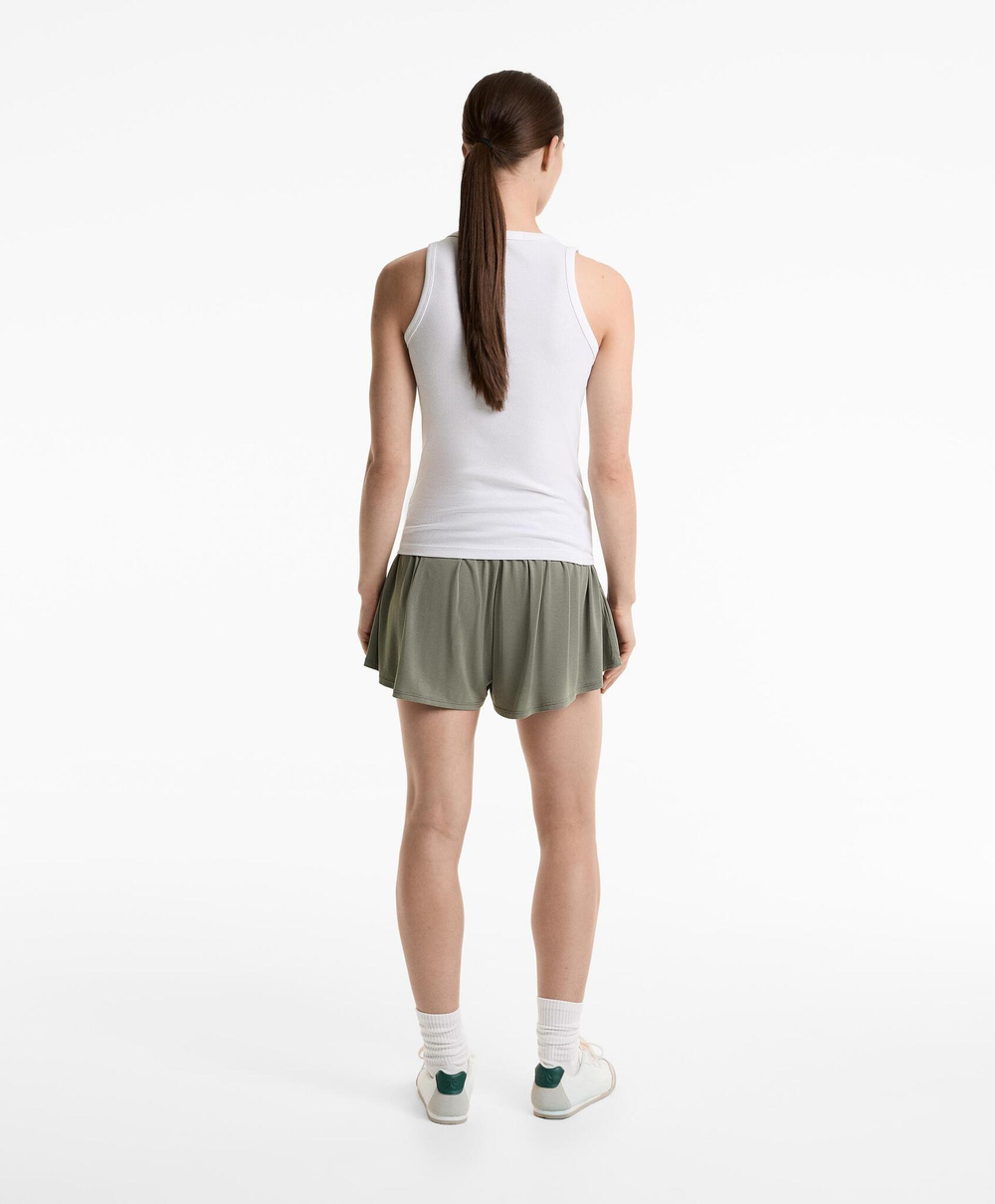 Oysho Топ без рукавов с V-образным вырезом из хлопка и модала, белый