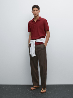 Massimo Dutti Футболка-поло из хлопка, бордовый