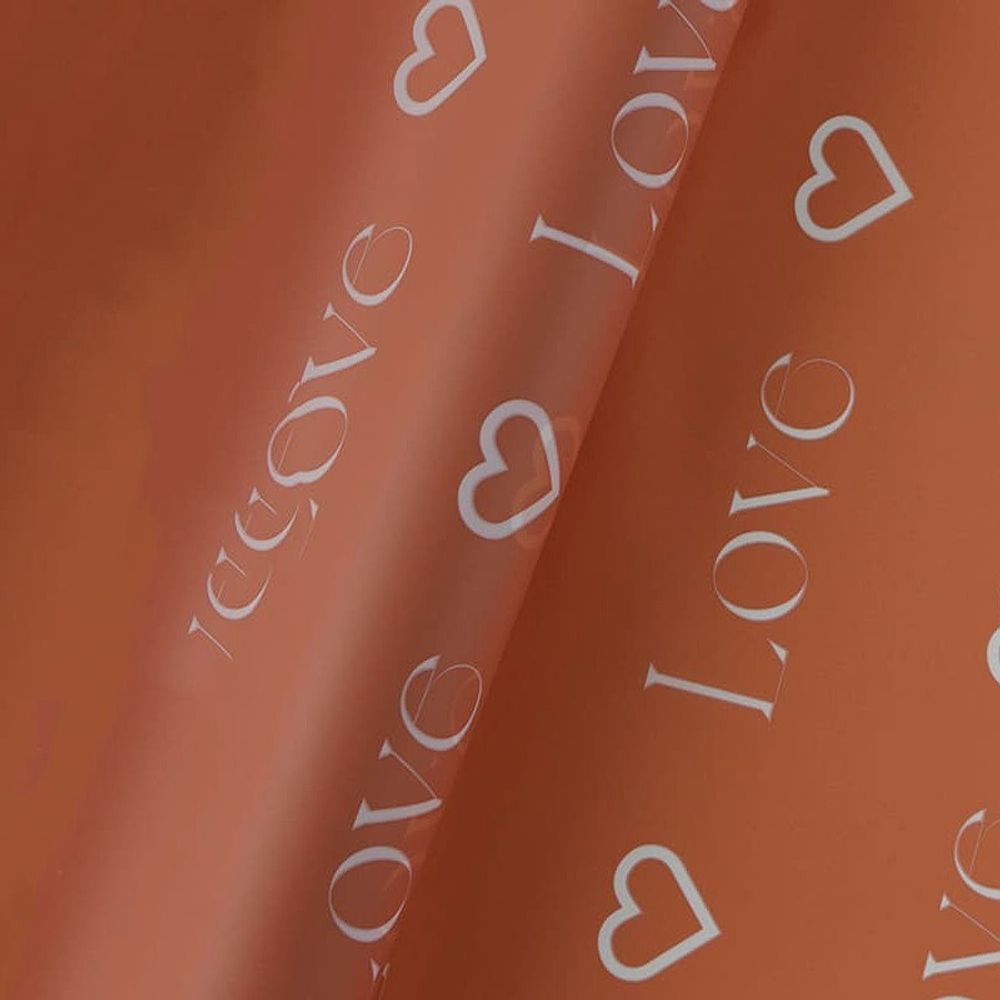 Пленка матовая "LOVE" 58*10м ОРАНЖЕВЫЙ