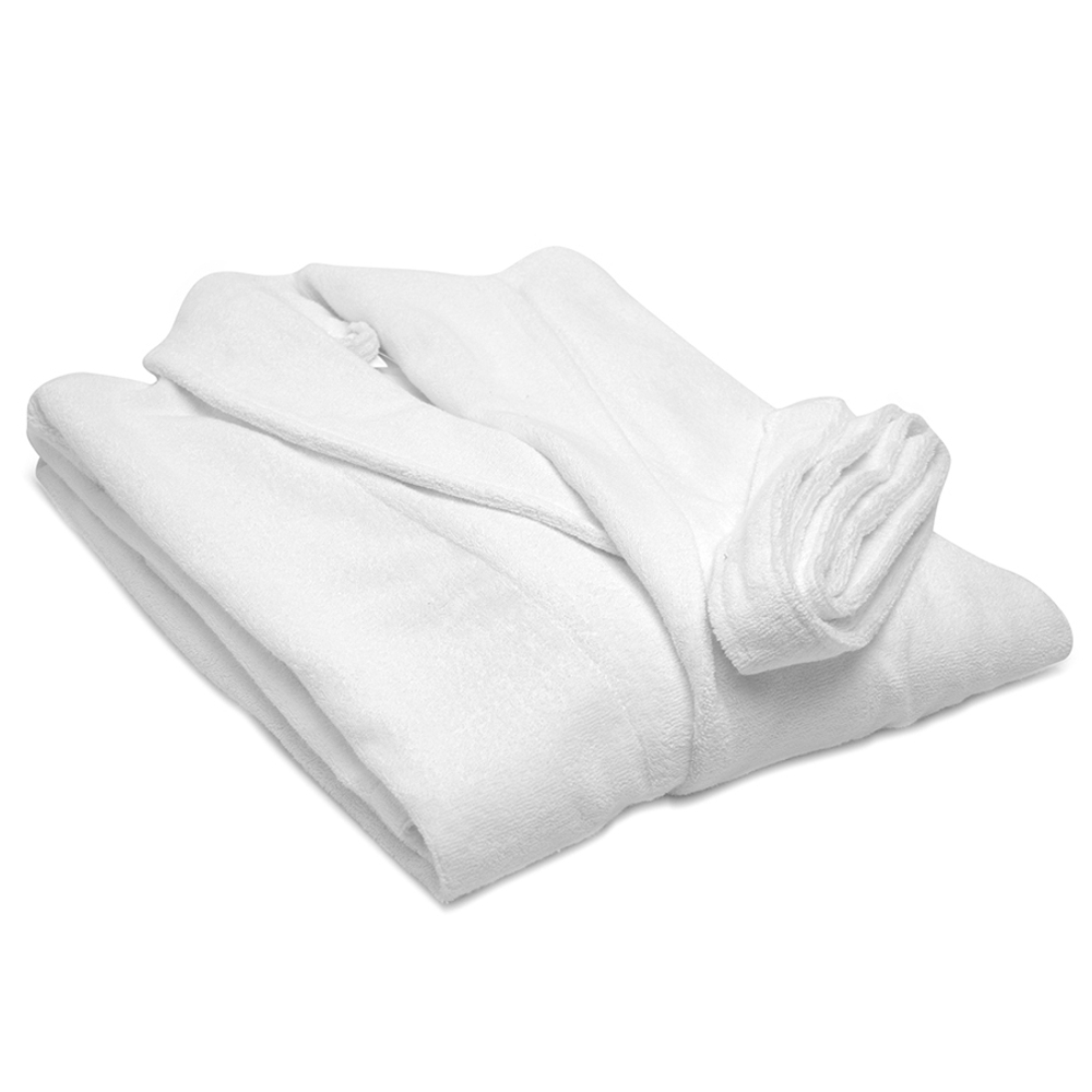 Халат махровый из чесаного хлопка белого цвета из коллекции essential, размер l