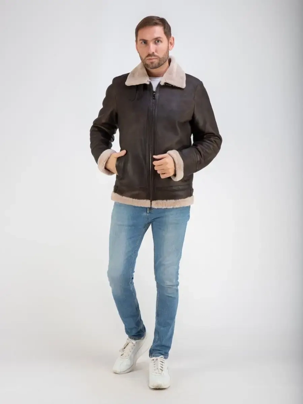 Дубленка мужская натуральная авиатор зимняя Турция