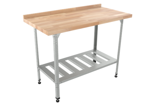 Стол кондитерский "Бизнес" СКБР, полка решетка, бук, 1200х700х860 мм, с бортом