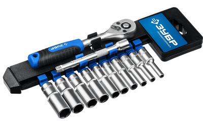 ЗУБР ТМ-12У, 12 предм., (1/4″), набор торцовых головок, Профессионал (27651-H12)