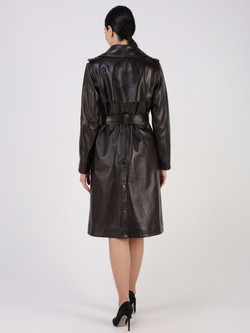 Тренч длинный кожаный с поясом плащ
