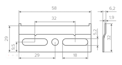 Шина для навески 32х58мм AQ
