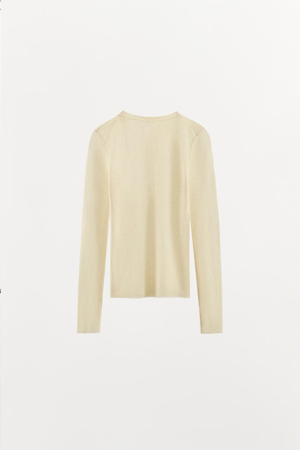 ZARA ФУТБОЛКА С ПУГОВИЦАМИ ИЗ ХЛОПКА, ЭКРЮ