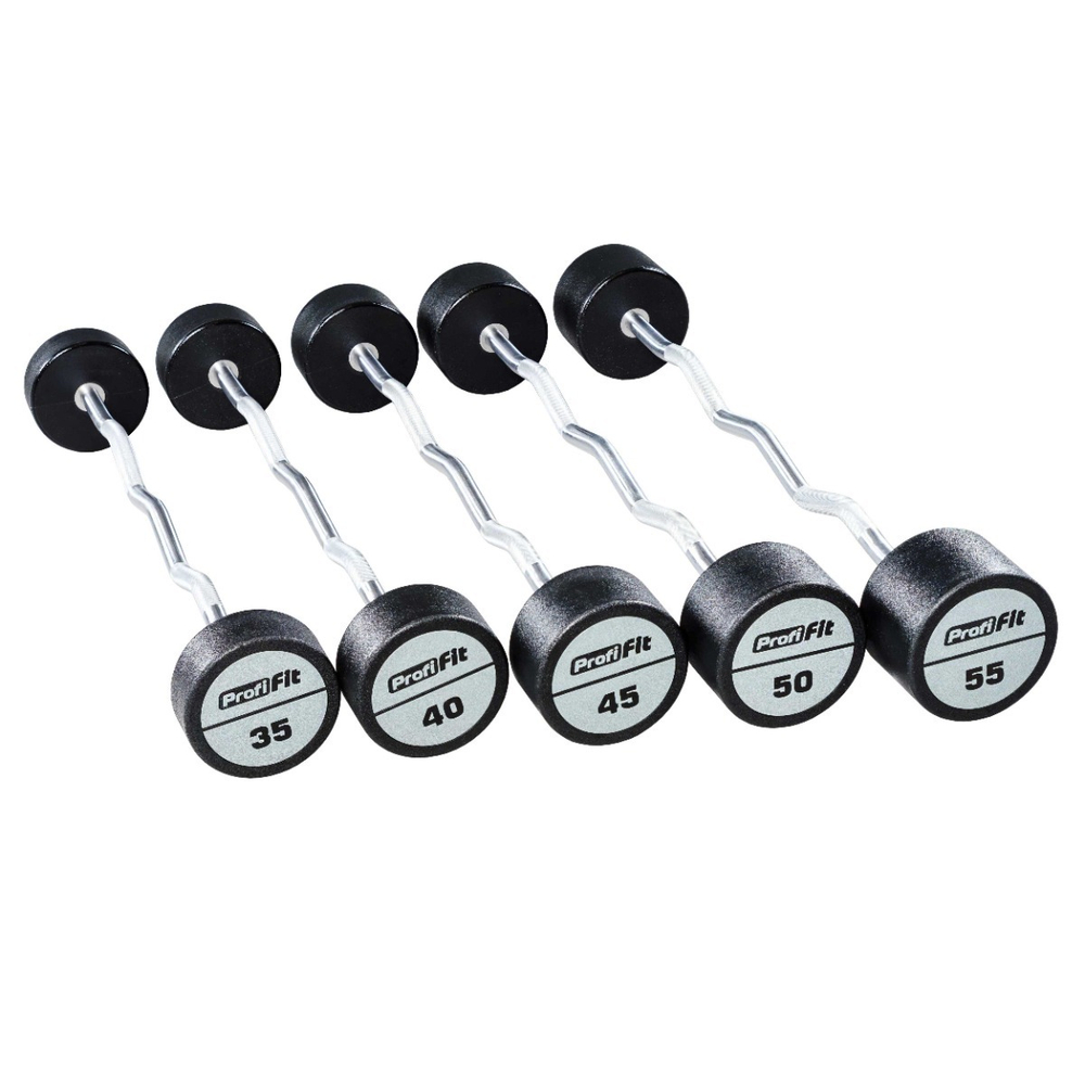 Набор изогнутых полиуретановых штанг LEVEL (шаг 5 кг, 5 шт) PROFI-FIT 35-55 кг