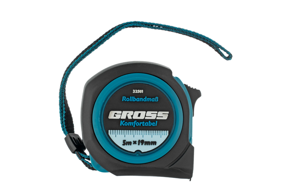 Рулетка Komfortabel, 5 м х 19 мм обрезиненный корпус GROSS 32561