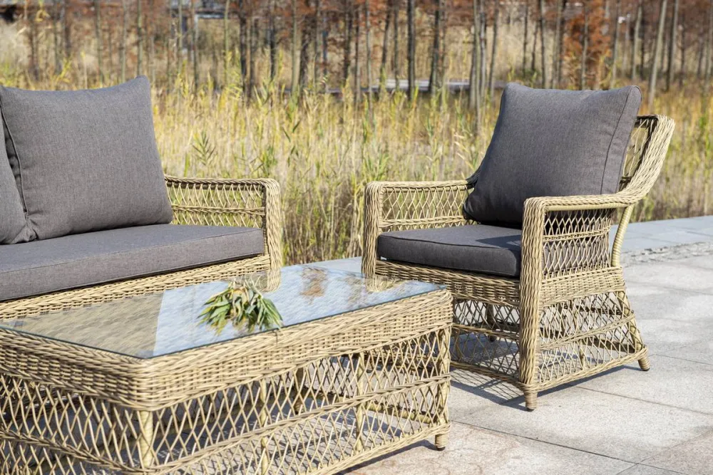 "Гранд Латте" стол журнальный из искусственного ротанга, цвет соломенный