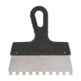 Шпатель Russia из нержавеющей стали 150 мм, пластмассовая ручка, зуб 4x4 мм (85112)