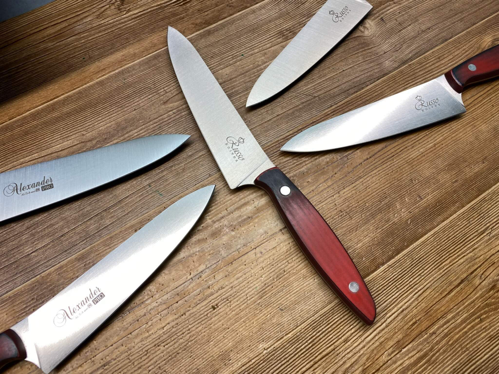 🏆Кухонный нож Alexander M PRO AUS-8 Red G10