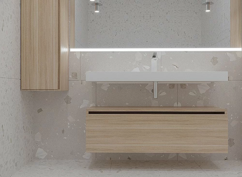 Тумба с раковиной Armadi Art Flat 120 светлый дуб
