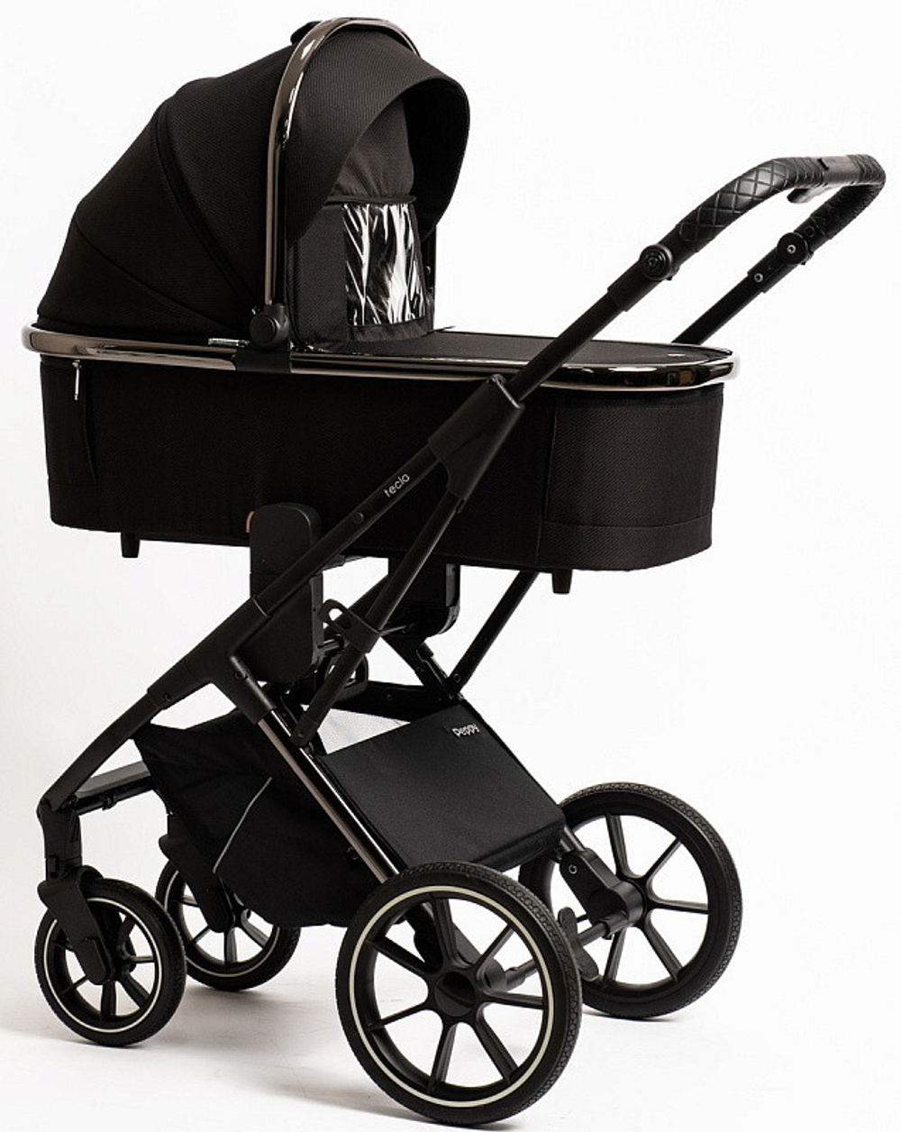 Детская коляска Peppy Tecla 3 в 1 с автокреслом Verona Black Shadow Black Chrome Edition Черный