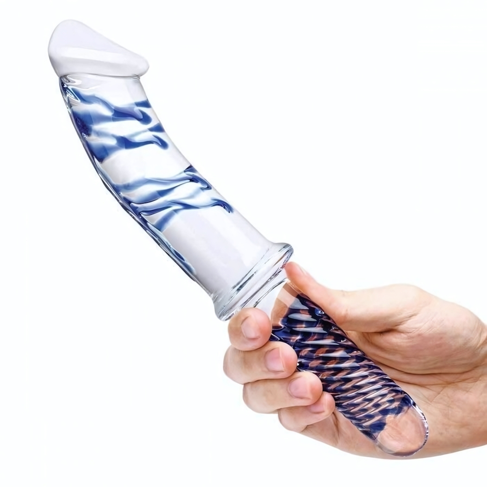 Прозрачно-синий двусторонний стимулятор 11 Realistic Double Ended Dildo - 28 см. (Цвет: прозрачный)