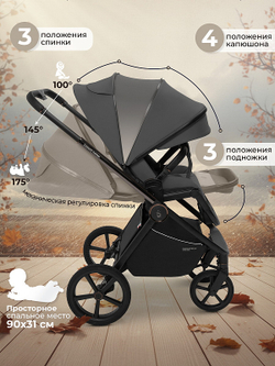 Детская коляска Sweet Baby Elegante Therma SBL 2 в 1 Dark Grey