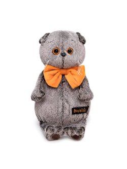 Мягкая игрушка Басик в рыжем бархатном банте 25 см