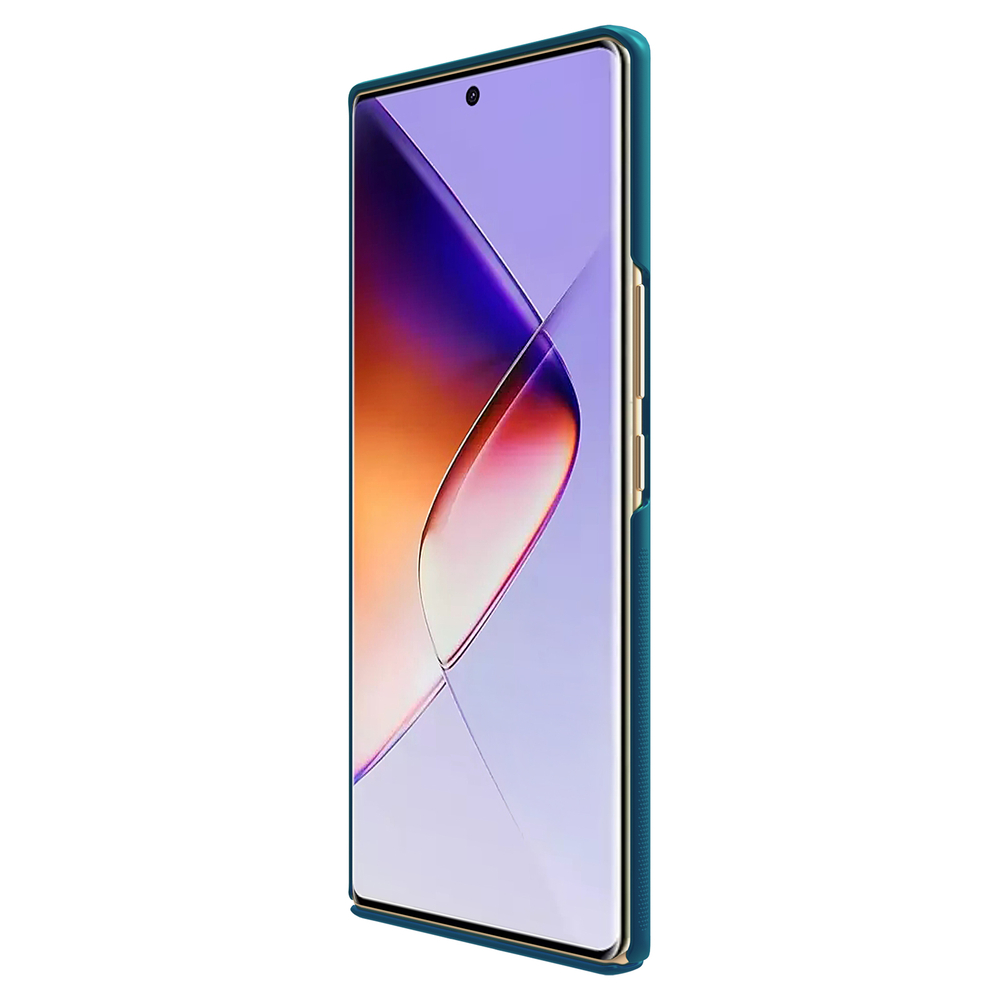 Тонкий жесткий чехол синего цвета (Peacock Blue) от Nillkin для Infinix Note 40 Pro, серия Super Frosted Shield