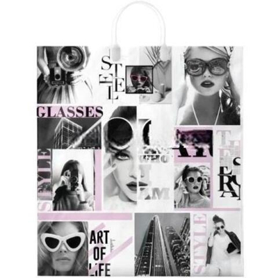 Пакет с пластиковой ручкой ПВД 40х44 (100 мкм) "Стилист" лам. (10/100 шт.) Интерпак