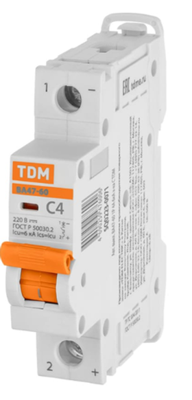 Авт. выкл. ВА47-60 1Р  4А 6кА х-ка С TDM    SQ0223-0071