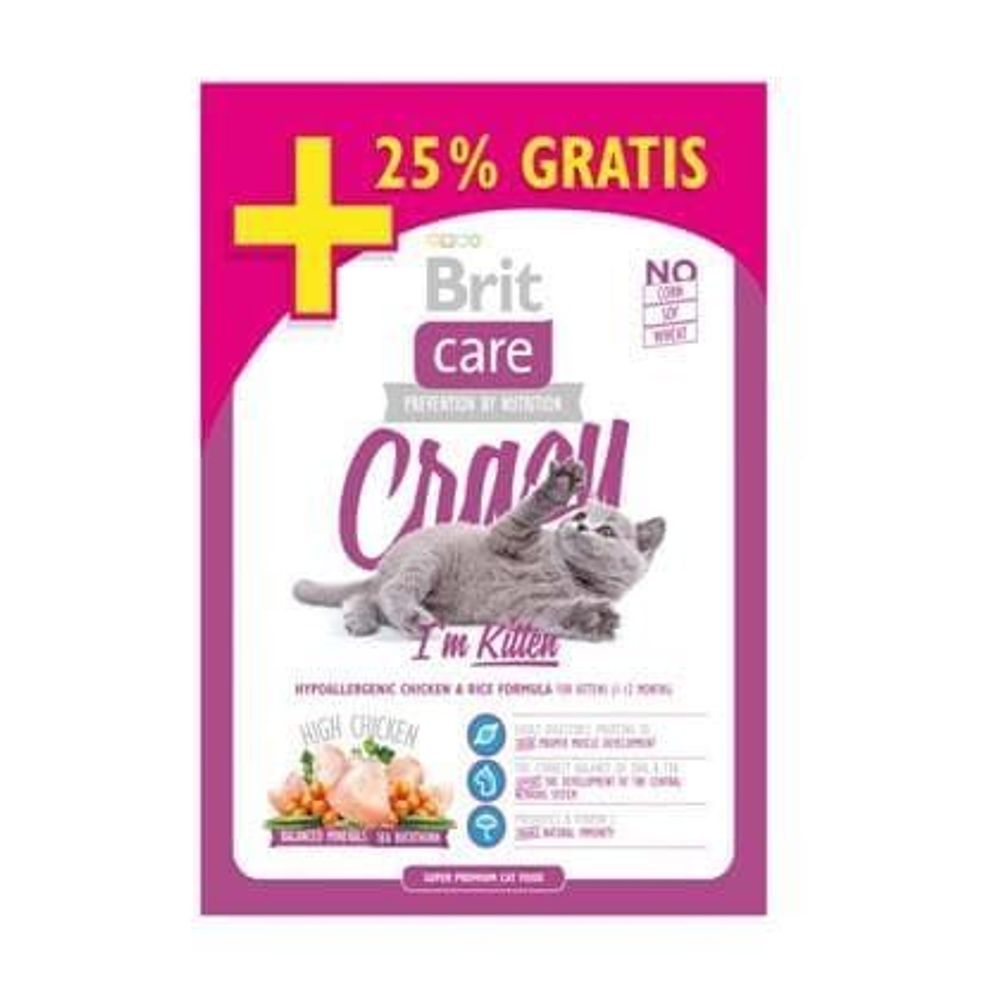 Brit Care Cat Crazy Kitten 0.4+25% БЕСПЛАТНО сухой д/котят, беременных, кормящих кошек