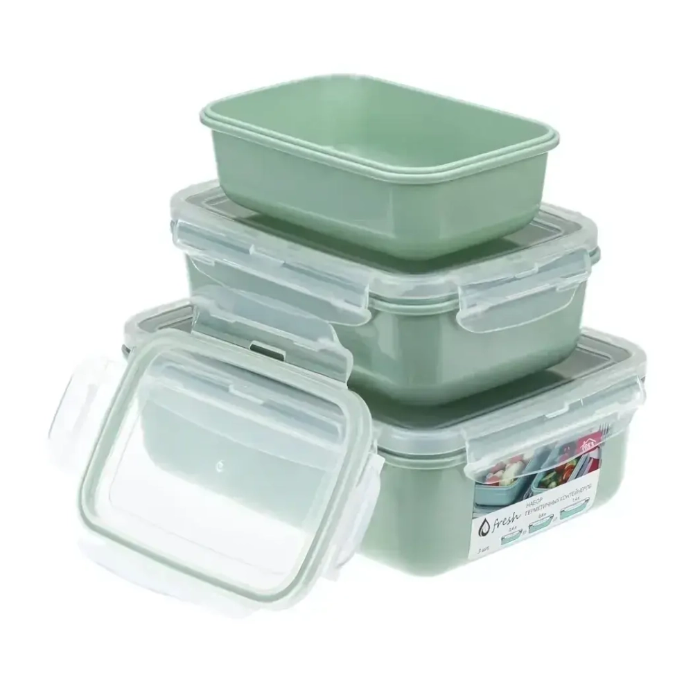 Набор емкостей для продуктов ФРЕШ (0,4л+0,8л+1,4л) фисташковый