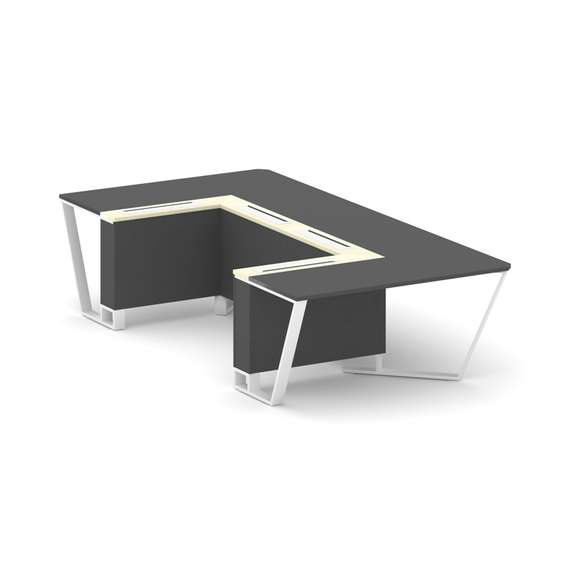 Steel Meet Стол переговорный П-образный KMK-PR.B.SP-07P Антрацит/Ваниль Глянец/Металл Белый 1600*320