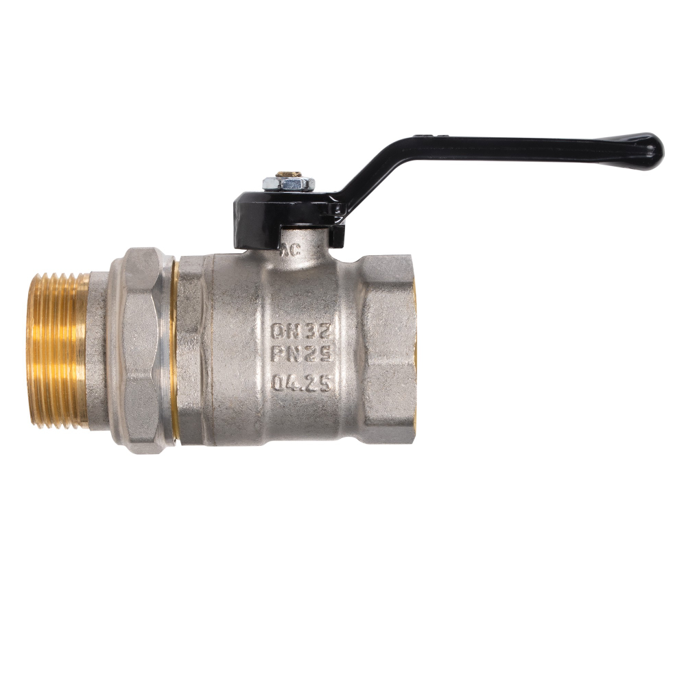Кран шаровой латунный LD Pride 47.32.В-ГШ.Р Ду 32 Ру 25 (рычаг с бир.)