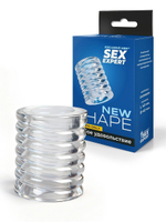 Прозрачная сквозная насадка на пенис с ребрышками (Цвет: прозрачный)