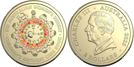 Австралия 2 доллара, 2025 Книга рецептов детских тортов на день рождения - торт "Hickory Dickory Watch"