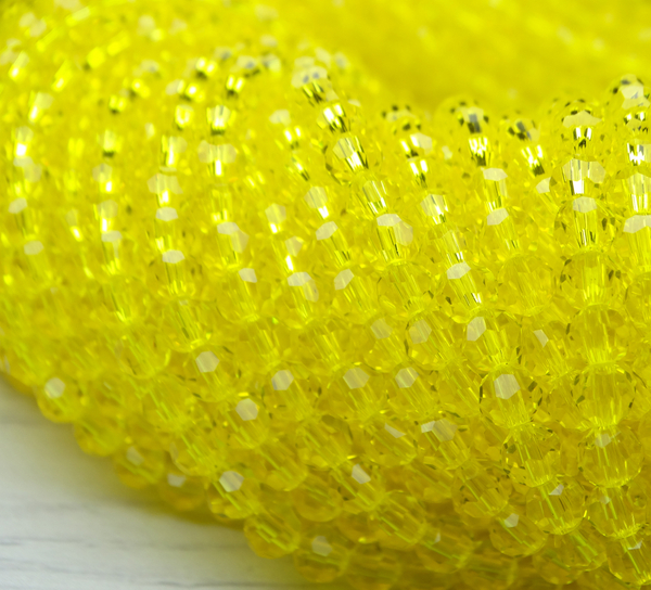 БШ006НН4 Хрустальные бусины "32 грани", цвет: желтый прозрачный, 4 мм, кол-во: 95-100 шт.