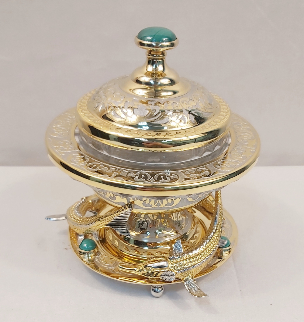 Икорница "Царский подарок" с малахитом