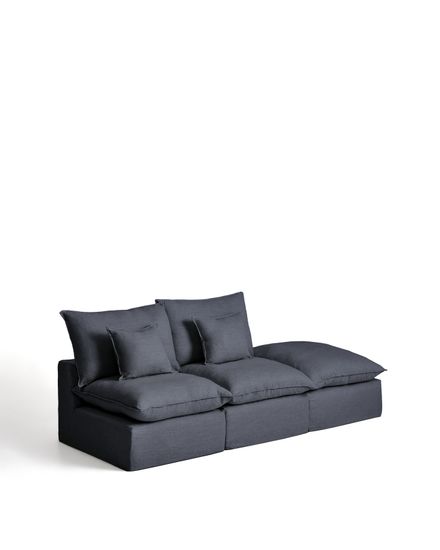 Модульный диван Anarela из темно-серого льна и вискозы с торцевым модулем и съемным чехлом, 270 см